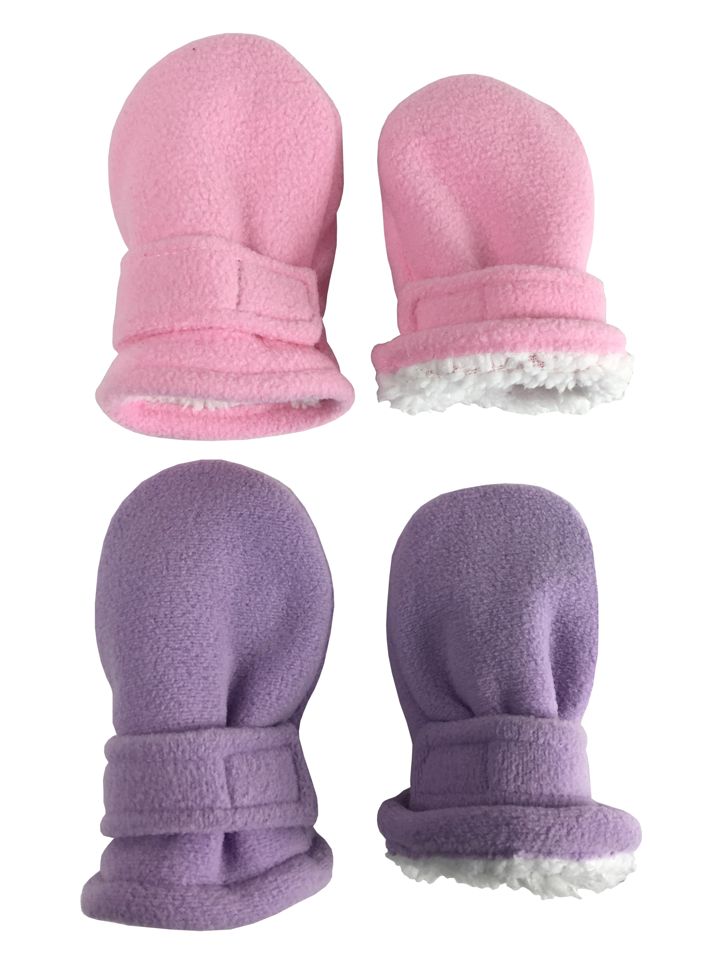 N'Ice Caps Little Kids and Baby Easy-On Sherpa Lined Fleece Mittens 2 Pair Pack 