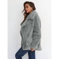 thumbnail image 6 of Women Winter Coats Lapel Faux Fur Jackets Open Front Mid-Long Cardigan Coat Casual Warm Winter Outwear Jackets Gray S, 6 of 7