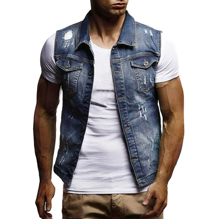 Mens short sleeve store denim jacket