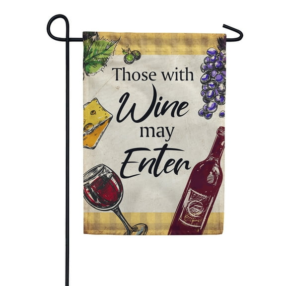 America Forever Those With Wine May Enter Garden Flag 12.5 x 18 inches Wine Bottle Cheese Grape Happy Hour Funny Double Sided Seasonal Yard Outdoor Decorative Summer Party Garden Flag