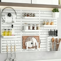 Hometravel Pegboard Shelf Unit, Modular Wall Mounted Organizer with Hooks and Shelves, Versatile Storage Solution for Tools and Items