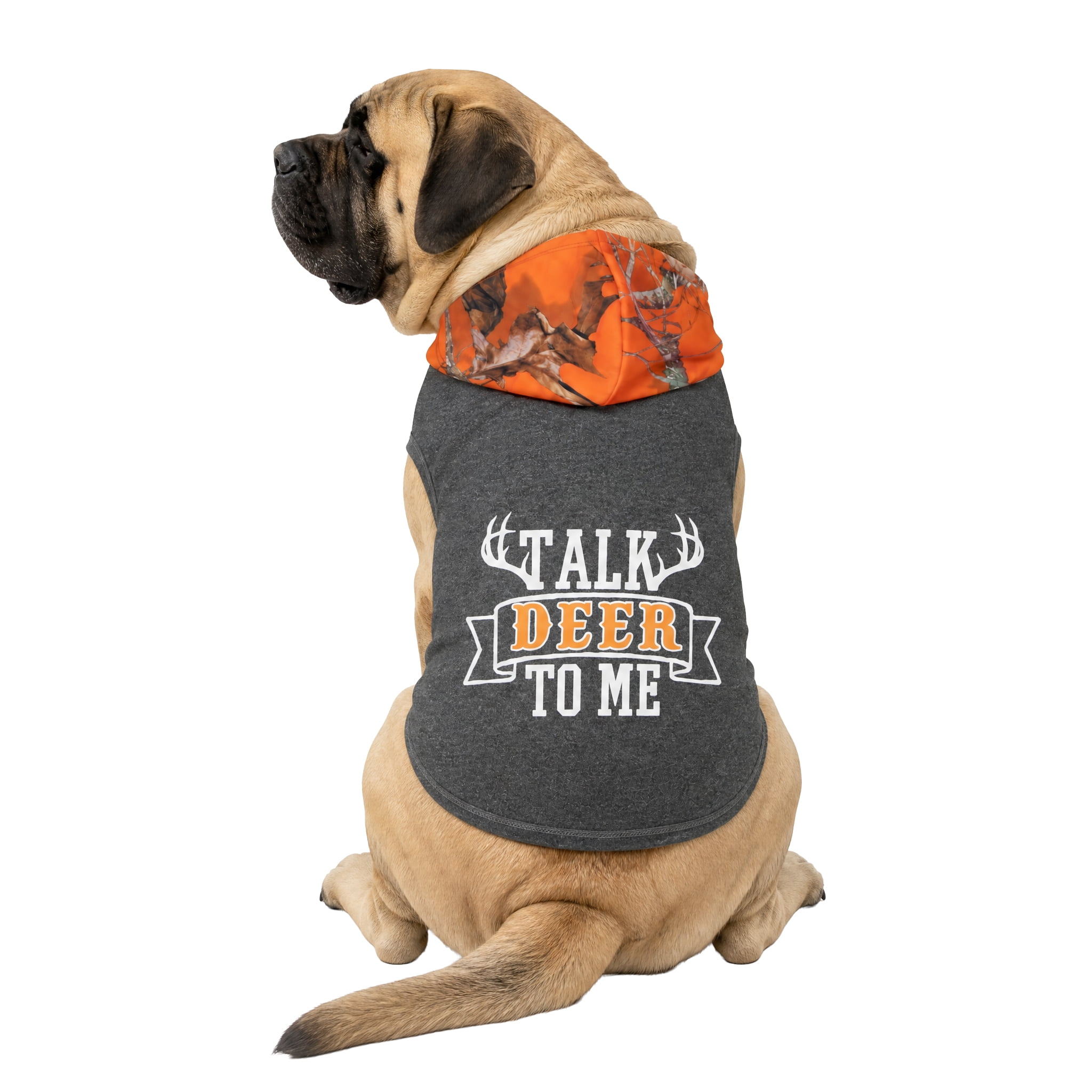 Mossy Oak Talk Deer to Me Fall Dog Hoodie, Gray, XL