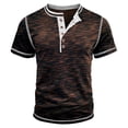 thumbnail image 4 of LUOGENLI Male T-shirts for Mens Male Spring Short Sleeve Solid Color Letter Stripe Stitching Short Sleeve Top T-shirts for Men Graphic Tee Easter Coffee S, 4 of 9