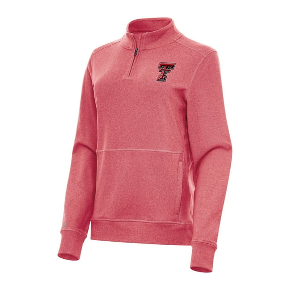 Women's Antigua Heather Red Texas Tech Red Raiders Crush Quarter-Zip Fleece Sweatshirt