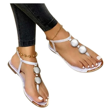 

HGWXX7 Sandals For Women Summer Sandals Casual Womens Summer Open Roman Buckle Flip Flops Strap Shoes Flats Toe Womens Sandals