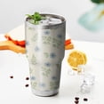 thumbnail image 4 of 30oz Pioneer Flower Floral Print Pattern Tumbler, Double Wall Vacuum Insulated Cup, BPA-Free Leak Proof Lid & Reusable Straws, Hot 12h, Cold 34h, 4 of 6