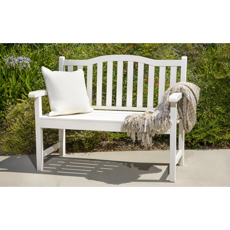 Shine Company Belfort II Wood Garden Bench Eggshell White