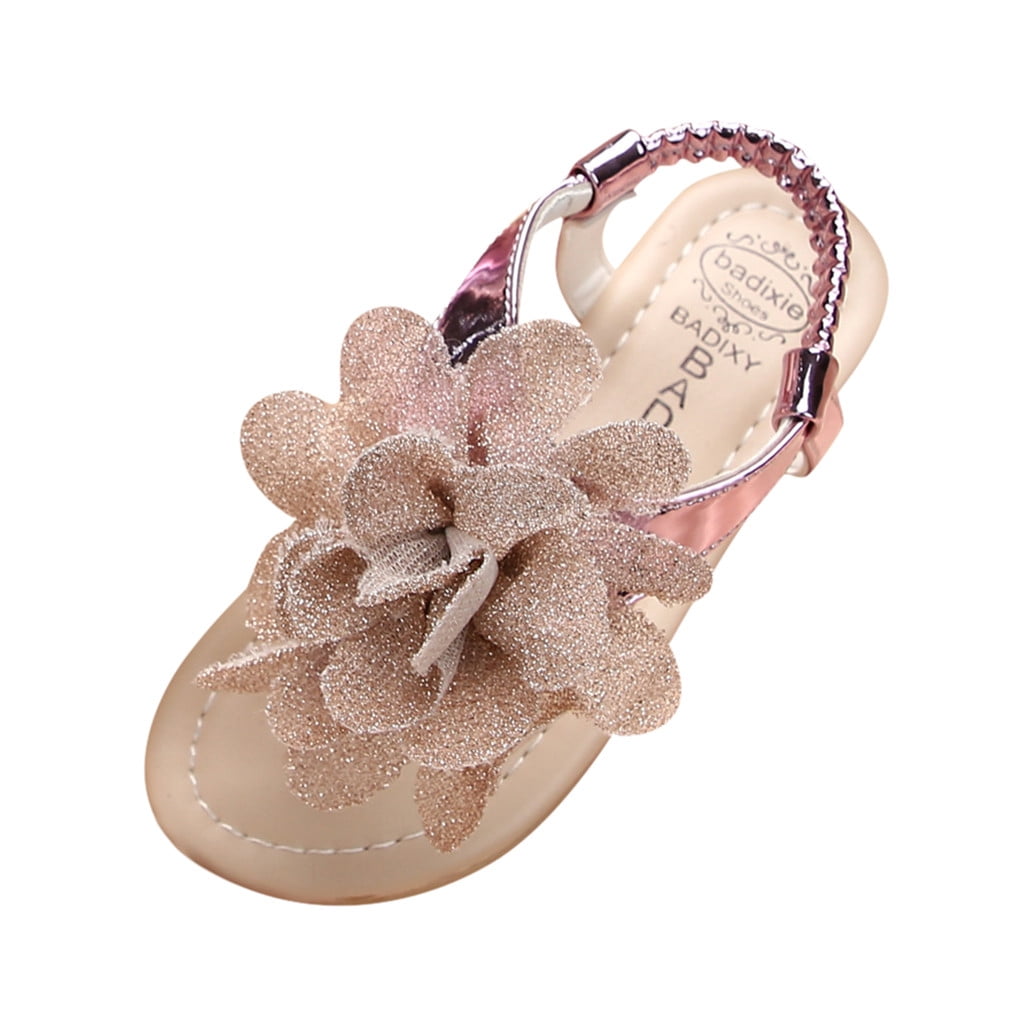 Summer Baby Girls Toddler Infant Kids Pearl Crystal Single Princess Roman Shoes Sandals Black Beige 6.5 