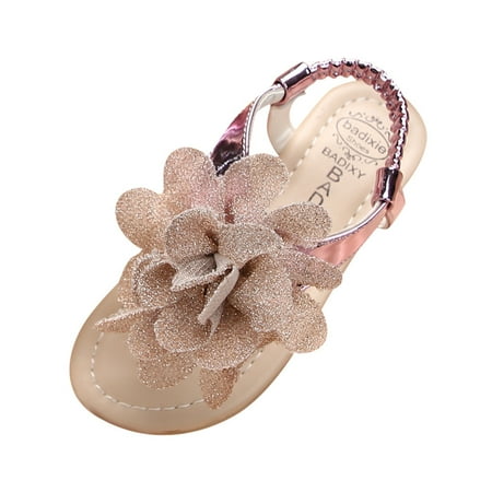 

Toddler Baby Girls Summer Sandals Cute Flower Sequins Flat Sandals Girls Fashion Casual Sandals Girls Anti-skid Breathable Soft Soled Sandals