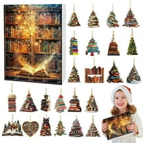 ‌24 Days Christmas Advent Calendar with 24 Book-Stack Ornaments,Countdown to Xmas,Kids & Adults,Decor for Tree,Gift for Book Lovers,2025 Holiday‌