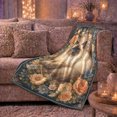 thumbnail image 5 of YShenghong Long Haired Cat Within An Ornate Floral Frame Printed Flannel Blanket, 5 of 7