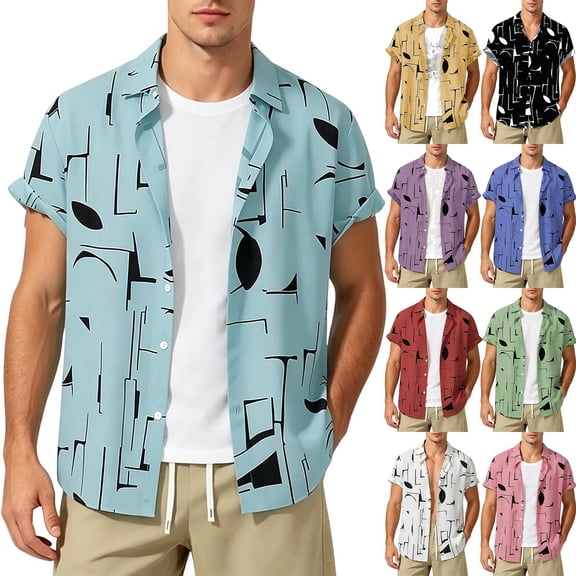 80s 90s Outfit Hawaiian Shirt for Men Short Sleeve Button Down Shirts Printed Funny Party Outfit Sizes S-2XL Yellow