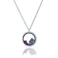 thumbnail image 1 of BG247 Stainless Steel Floating Adjustable Locket Necklace with Matching Chain (Twist Silver Rhinestone Circle), 1 of 6