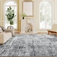 thumbnail image 3 of Modern Abstract Grey Chenille Area Rug, 144" x 108" Large Machine Washable Carpet with Non-Slip Backing and Stitched Edges for Living Room, Bedroom, and Dining Room Decor, 3 of 7