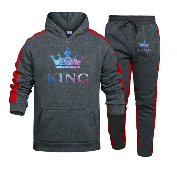 Chándal con estampado de Colour King para hombre, sudadera con capucha informal de alta calidad y pantalones deportivos, conjunto de 2 piezas, ropa deportiva para correr y fitness