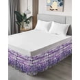 thumbnail image 4 of Lavender Farmhouse Wrap Around Bed Skirts for King Bed 18" Drop, Bed Skirt with Adjustable Elastic Belt Dust Ruffle Bed Valance for Bedroom Hotel Luxury Purple Wooden Grain Bed Frame Cover, 4 of 7