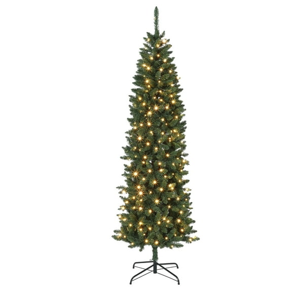 Árbol de Navidad Artificial Preiluminado, Árboles de Navidad de Abeto para el Hogar, Oficina, Fiesta, Lápiz Artificial con Puntas de Ramas Realistas
