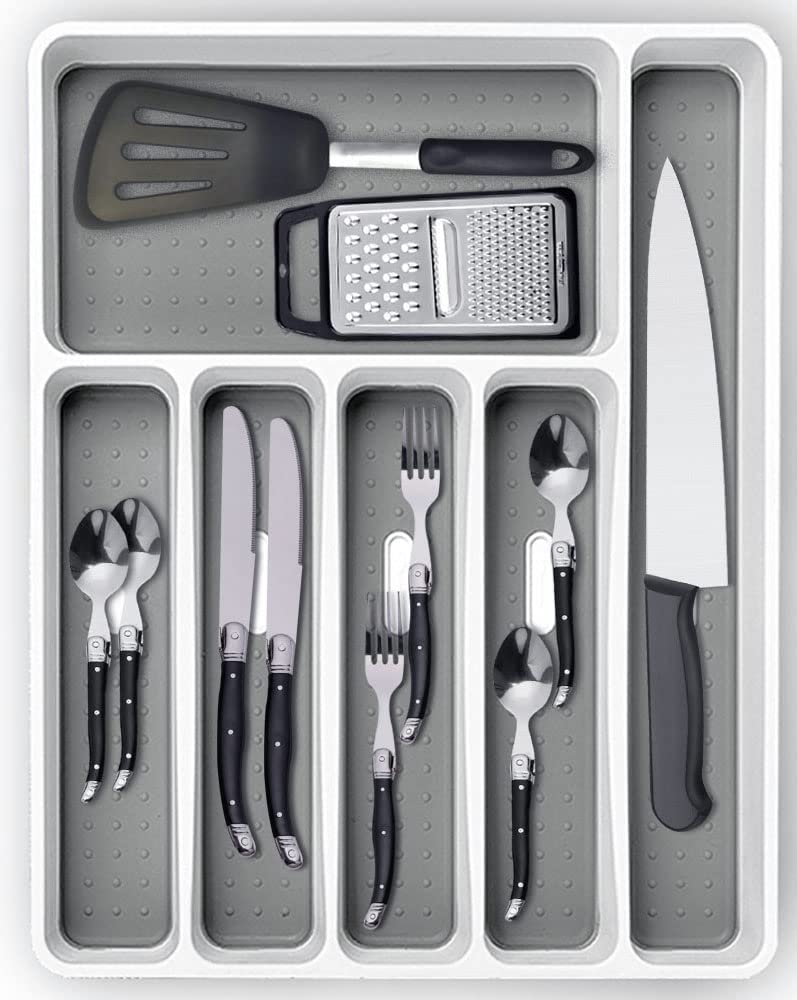 Silverware Drawer Organizer Non Slip Utensil Tray Narrow, Kitchen