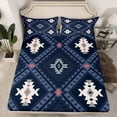 thumbnail image 2 of jejeloiu Rustic Western Aztec Full Size Sheets,Retro Bohemian Geometric Bed Sheets,Blue Vintage Rhombus Sheet Sets For Men Women,Home Decor,4 Pieces, 2 of 7