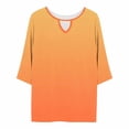 thumbnail image 6 of LEKWK Plus Size 3/4 Sleeve Tops for Women Regular Fit Keyhole Neck 3/4 Sleeve Tops Regular Fit Gradient Ombre Casual Tops Casual Tunic Length office Work Outfits, 6 of 7
