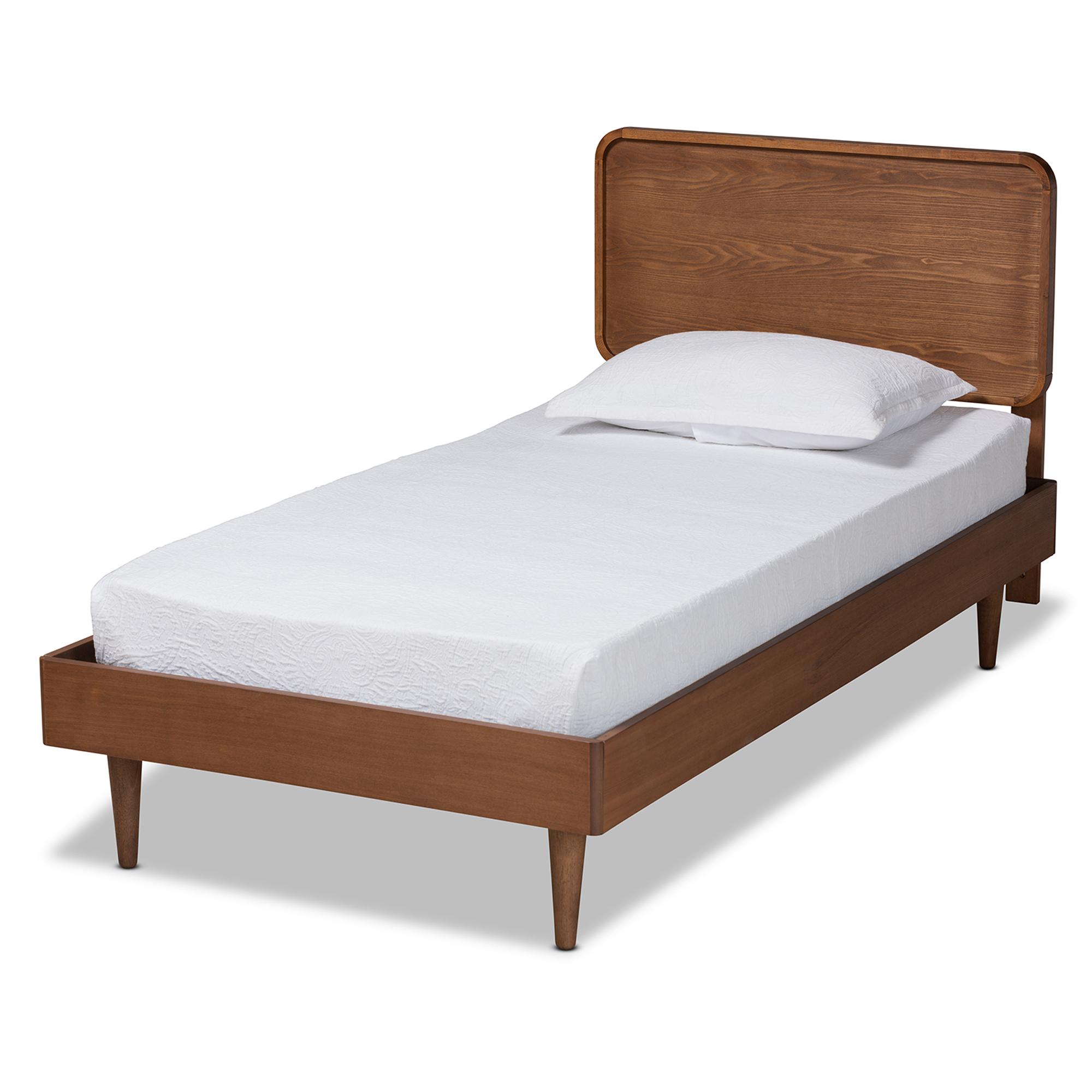 Baxton Studio Gisa Mid-Century Engineered Wood Platform Bed, Twin, Walnut Brown