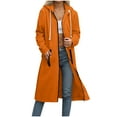 thumbnail image 2 of Womens Jackets Women's Coat Women Sweatshirt Women's Solid Color Zipper Double Pocket Sweatshirt Long Sleeved Hooded Zipper Long Casual Outwear Orange S, 2 of 4