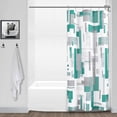 thumbnail image 6 of 36 Inch Shower Curtain Small Stall Green Shower Curtain Set with Hooks Summer Ocean Beach Theme Shower Curtains for Bathroom Decor Geometric Bath Curtain Aqua Seafoam Sea Foam Mint Green Spa Blue, 6 of 6
