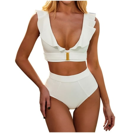 

KI-8jcuD Swimsuit Coverups For Women 2023 Beach Solid Swimwear Wear Set Bikini Women Ruffled Swimsuit Flounce Stripe Swimwears Tankinis Set Sports Bra Swim Top Plus Size Swimsuit Striped Skirt Suit
