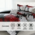 thumbnail image 3 of Regency Heights King Size Comforter Set, 5-Piece Floral Bedding Set for All Season, Red/Black King Comforter Set with Bed Skirt, 3 of 7