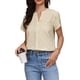 thumbnail image 1 of Blusas Elegantes de Manga Corta con Escote en V y Bordado para Mujeres L Color Albaricoque, 1 of 6