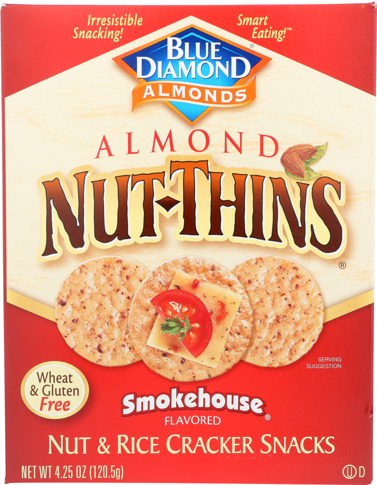 YAME Natural Almond NutThins Cracker Snacks Smokehouse, 4.25 oz, Only