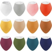 Muslin Baby Bibs 12 Pack Baby Bandana Drool Bibs for Unisex Boys Girls 12 Solid Colors Set for Teething & Drooling