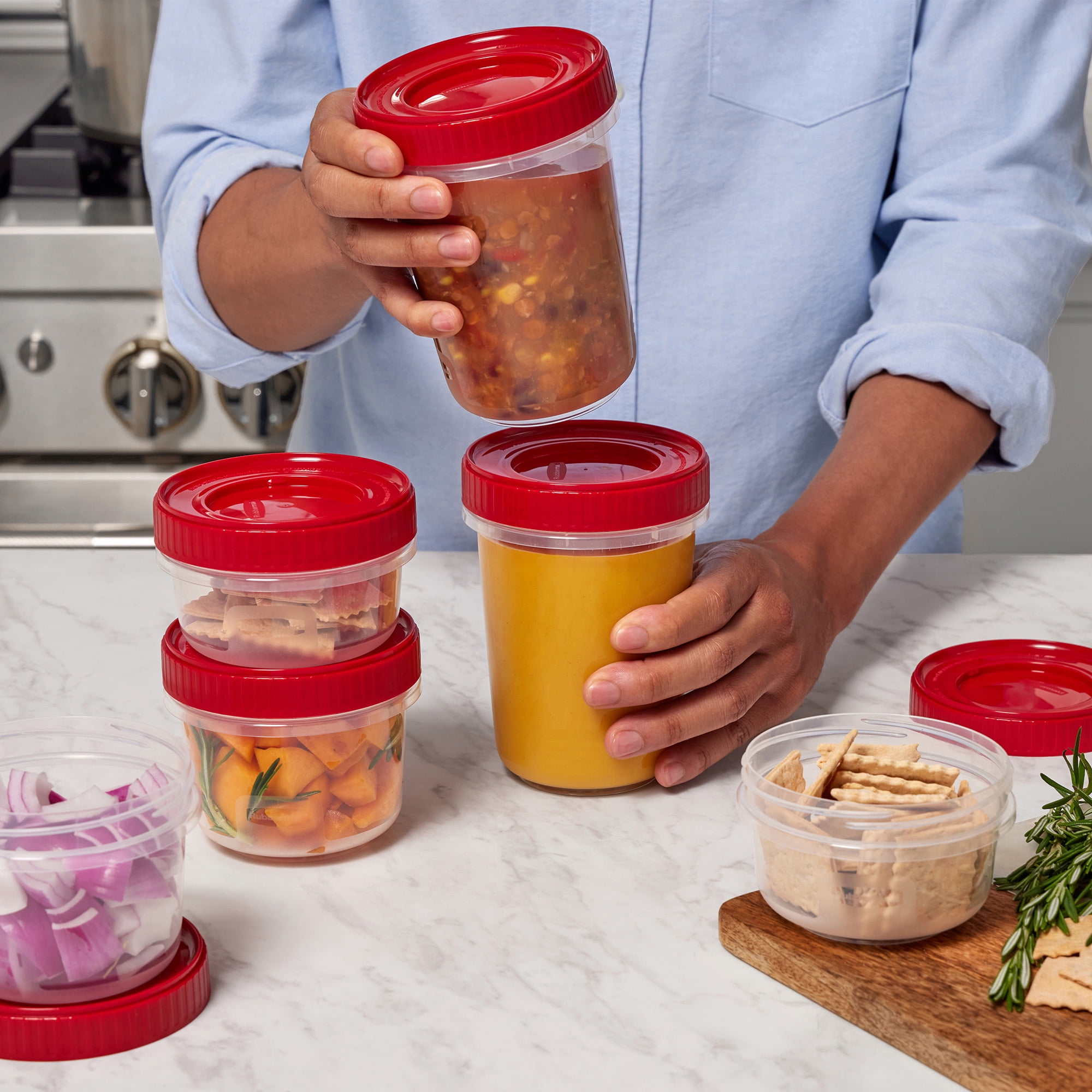 Rubbermaid Take Alongs Containers, Trays & Lids, Twist & Seal - 3 containers trays & lids