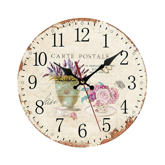 Vikakiooze Home Decor European Style Creative Wooden Living Room Bedroom Decoration Round Wall Clock