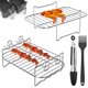 thumbnail image 4 of Muyoka Accesorios para freidora de aire de acero inoxidable 304 con palitos de barbacoa Cepillo de aceite Clip para barbacoa Rejilla antiadherente para freidora de aire Rejilla multiusos de doble cap, 4 of 7