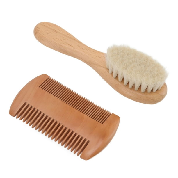 Cepillo para El cabello para bebés ANGGREK Juego de peine y cepillo de Cerdas de Cabra naturales