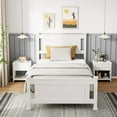 thumbnail image 2 of Zimtown Twin Bed Frame,Solid Pine Wood Platform Bed Frame, Bedroom Bed with Headboard, White, 2 of 7