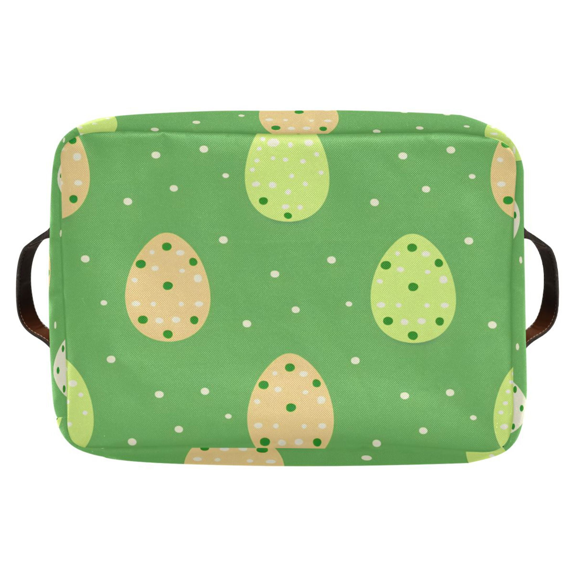 Ryvnso Easter on Polka Dots Storage Basket Large Bin Foldable Boxes Toys Organizer 14.2x10.2x8.3in 2 PCs