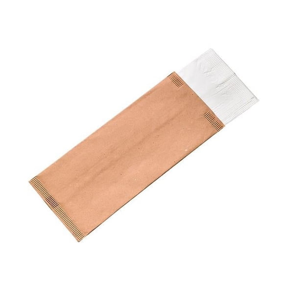 Packnwood 210CVPOCB 4.3 x 10 in. Cutlery Paper Bag with White Napkin, Beige