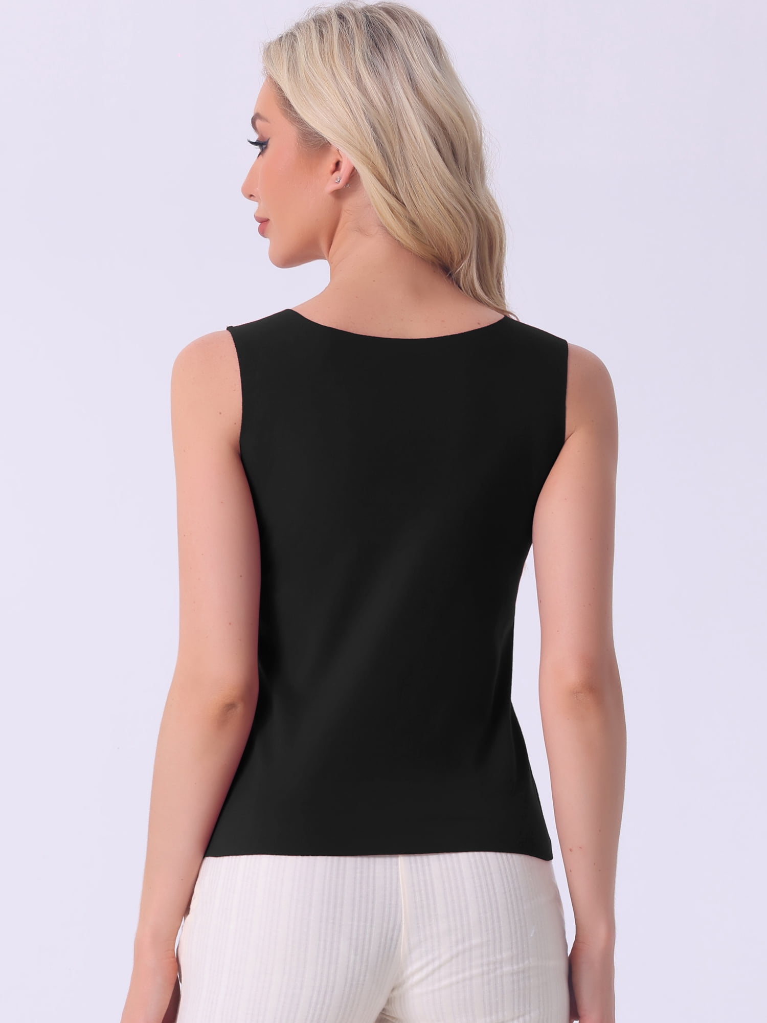 DARING DIVA Women's Tank Top Plush Sleeveless Warm Thick Layer Camisole L Black