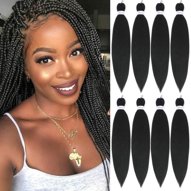 Cabello trenzado de 16 pulgadas, 8 paquetes de extensiones de cabello, trenza sintética profesional, trenzas de ganchillo, textura suave de Yaki, ajuste de agua caliente (16 pulgadas (8 paquetes) 1B#)