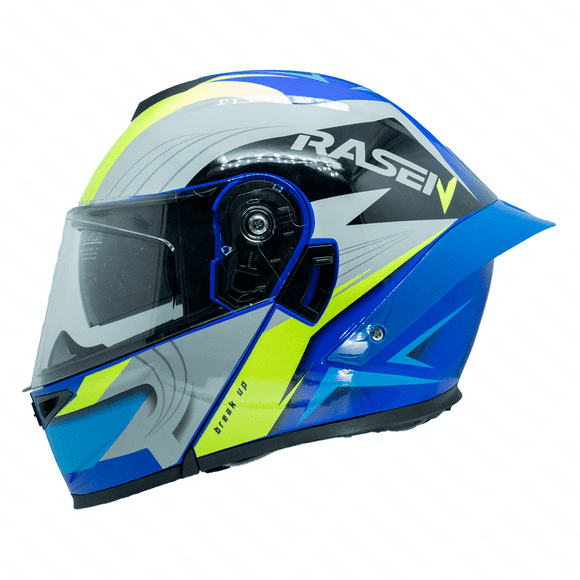 Casco abatible deportivo para moto Rasen azul con franjas grises azul M