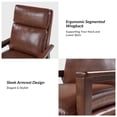 thumbnail image 4 of Manual Leather Recliner Chair Push Back with Wooden Arms for Adults Living Room Brown, 4 of 9