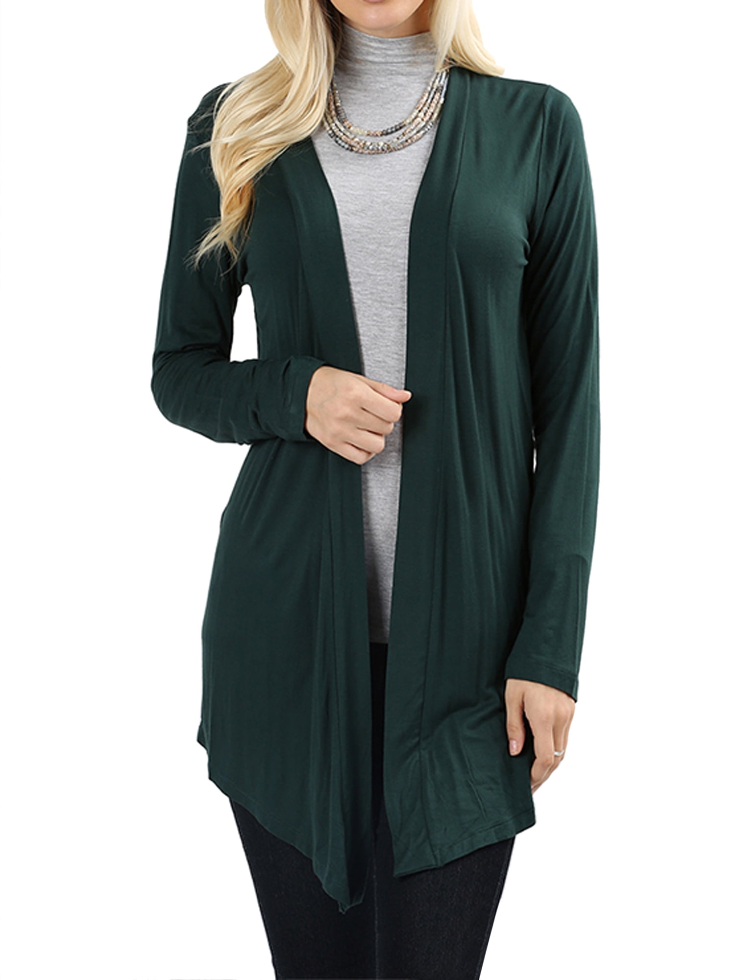 Zenana Women & Plus Draped Open Front Long Sleeve Flowy Light