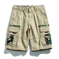 thumbnail image 2 of SOOMLON Summer Shorts for Men Loose Straight Pants Summer Beach Shorts Pocket Y2k Shorts Summer Patchwork Button Sport Shorts Khaki M, 2 of 9