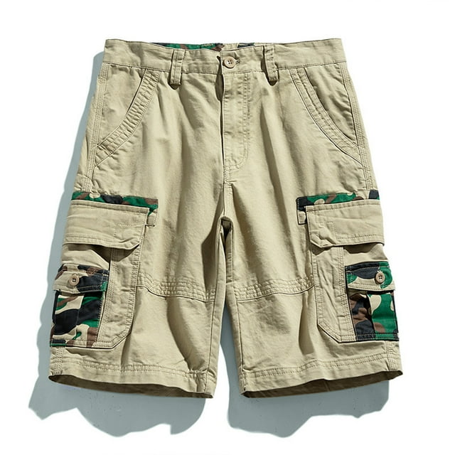 LSLJS Men's Summer Fashion Outdoors Casual Patchwork Color ButtonMulti-pocket Sport Shorts Pants Gifts for Men