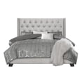 thumbnail image 3 of Home Design Brady Queen Upholstered Panel Bed with Tufted Wingback Headboard, Silver Faux Leather, 3 of 7