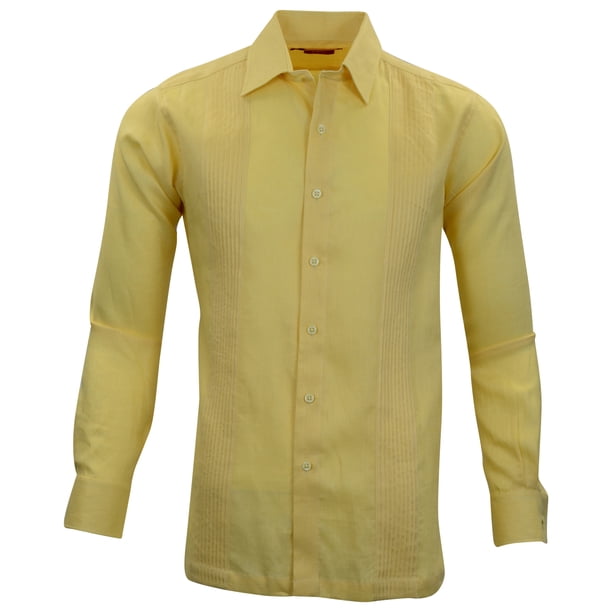 Manchester Guayabera Slim Fit Puño Convertible Amarillo, XG Manchester 41666C