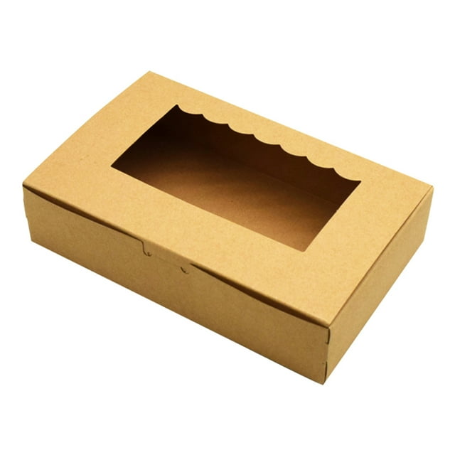 CAROOTU Naturally Kraft Bakery Pie Box With PVC Window Large Cookie Box for Cake Pastries