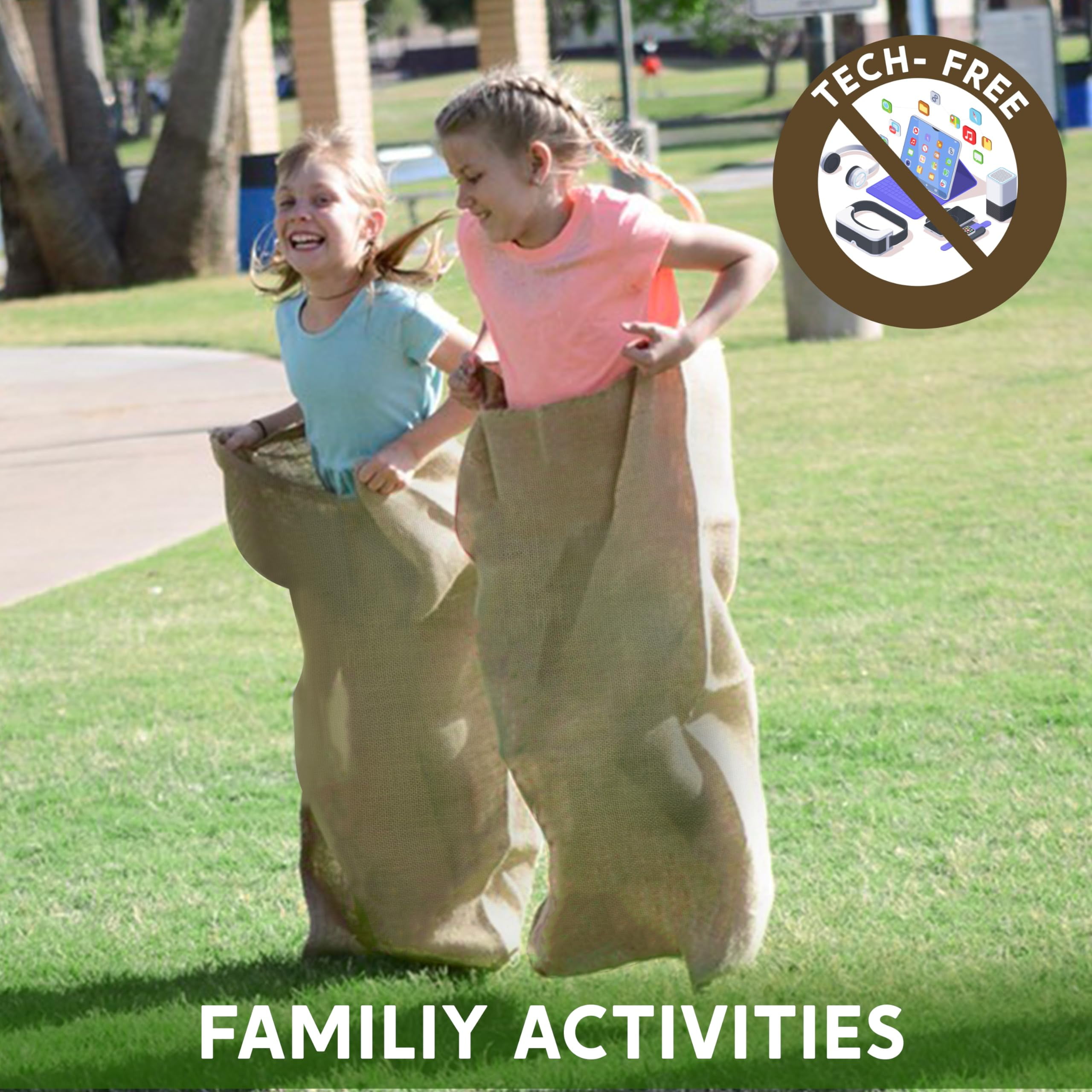 Joyfy 6 Pack Potato Sack Race Bags, Large Burlap Bags for Kids & Adults, Outdoor Lawn Games for Easter, Carnival, Field Day